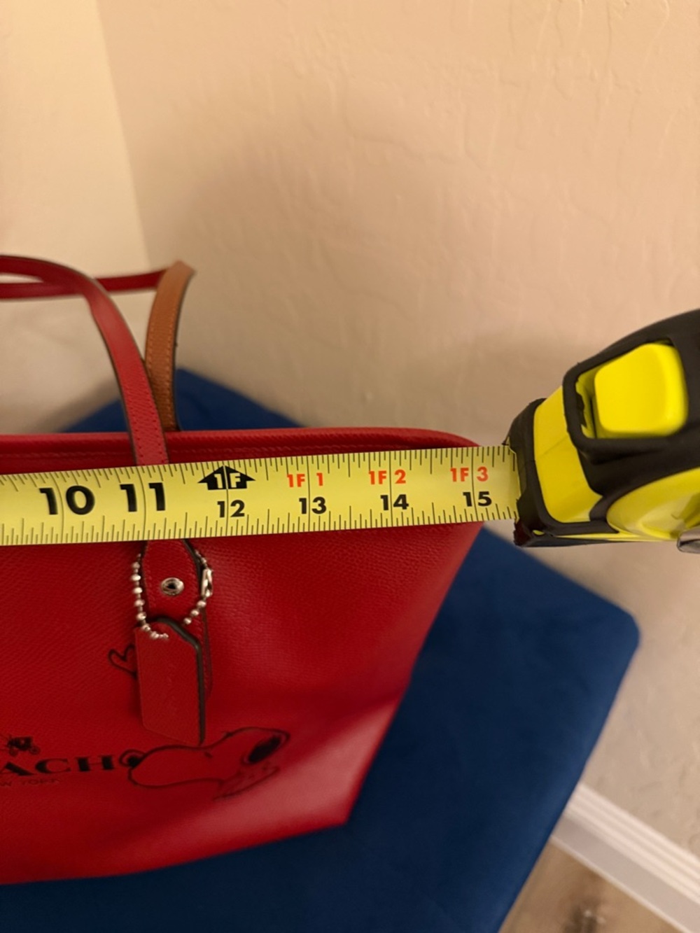 Coach Red Leather Tote with Snoopy Illustration. Never used. - Picture 2 of 5